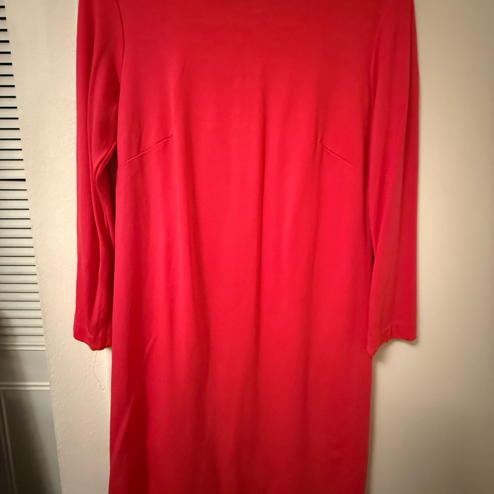Ann Taylor Pink Long Sleeve Crew Neck Dress